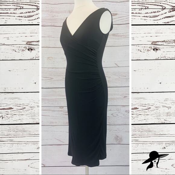 Bebe black stretchy ruched crossed asymmetrical - Picture 2 of 7